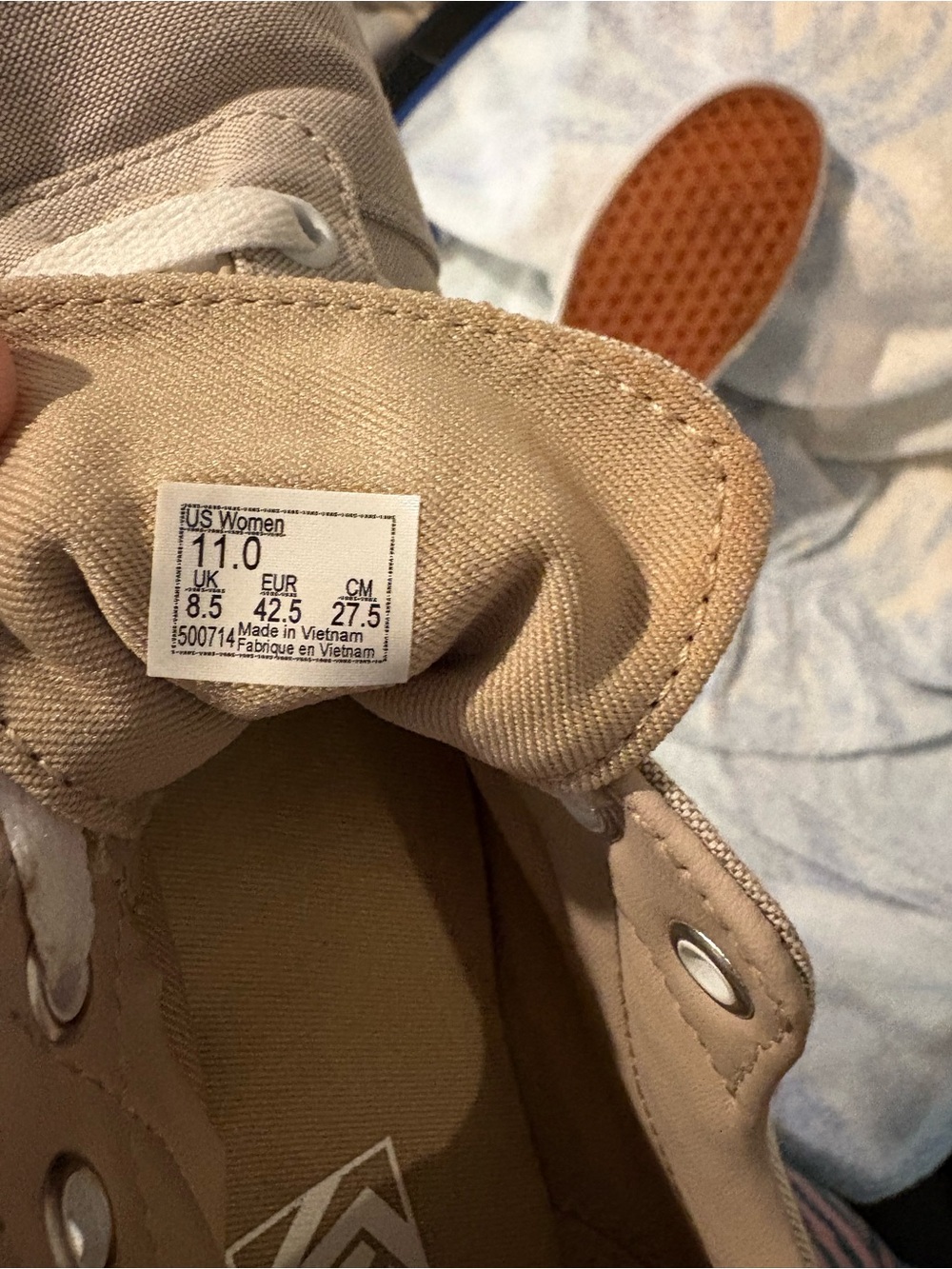 Vans Women’s Low-Top Canvas Sneakers in Taupe with White Accent - Picture 6 of 6